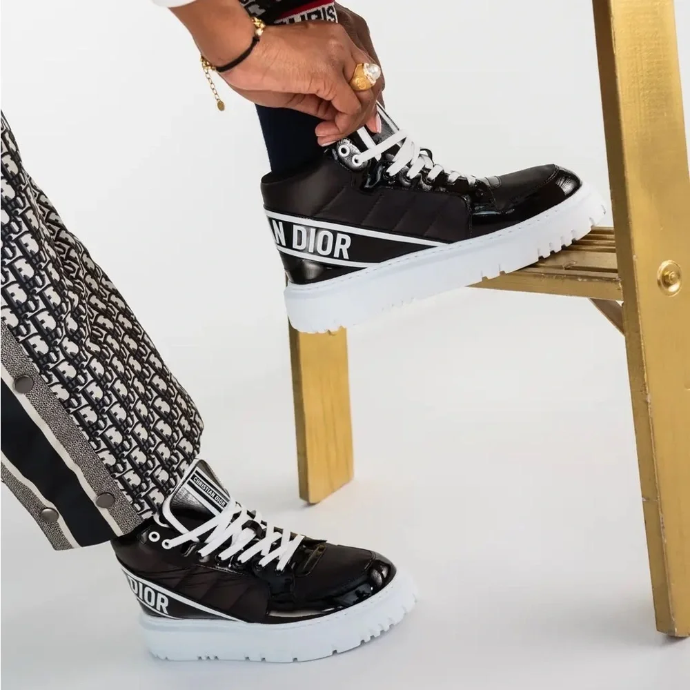 Dior D-Player High Top Quilted Nylon Sneakers Women’s